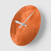 銅コーラルレザーメタルガラスオレンジミニマル ラウンド壁時計 (傾斜)