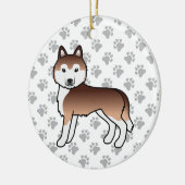 銅シベリアのハスキーかわいい漫画の犬 セラミックオーナメント (左)