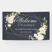 銅ジオメトリブルーホワイトフローラ結婚ズ 横断幕 (横)