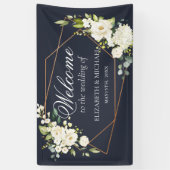 銅ジオメトリブルーホワイトフローラ結婚ズ 横断幕 (縦)