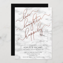 銅スクリプトマーブルブラックリハーサルディナー招待状