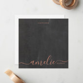 銅スクリプト書道モノグラムChalkboard ノートカード (正面/裏面インサイチュ)