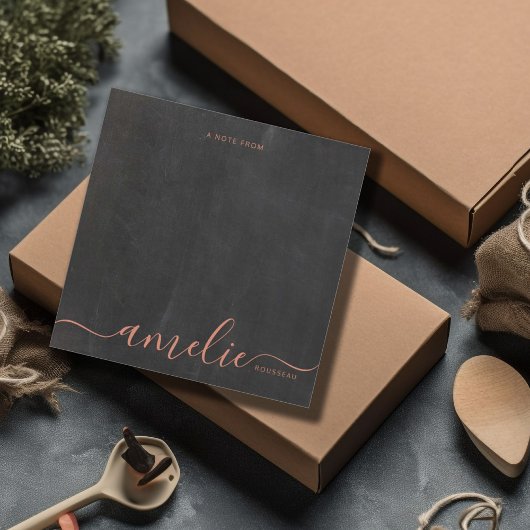 銅スクリプト書道モノグラムChalkboard ノートカード