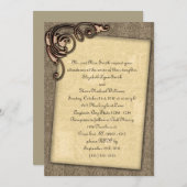 銅スクロールエレガントスチームパンク結婚式招待状 招待状 (正面/裏面)