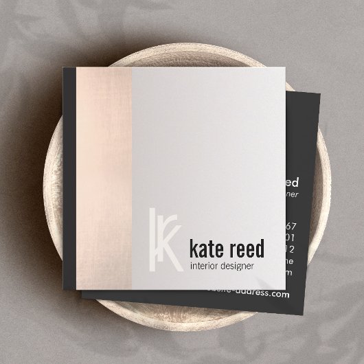 銅スタイリッシュバラ金ゴールドストライプスクエアモノグラム スクエア名刺