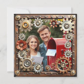 銅スチームパンクパーソナライズされたウェディングRSVP セーブザデート (正面)