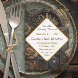 銅スチームパンクユニーク結婚ズ 招待状