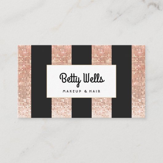 銅ストライプセクイン化粧・美容師 名刺 (正面)