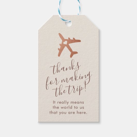 銅セピアロマンチックな飛行機旅行好み ギフトタグ (正面)