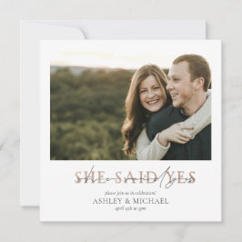 銅タイポグラフィ彼女はYesスクエア婚約 招待状