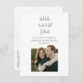 銅タイポグラフィ結婚写真婚約パーティ 案内ポストカード (正面/裏面)