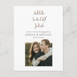 銅タイポグラフィ結婚写真婚約パーティ 案内ポストカード