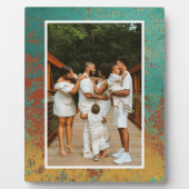 銅ターコイズブルーオレンジブラウンテクスチャフォト フォトプラーク (正面)