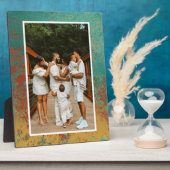 銅ターコイズブルーオレンジブラウンテクスチャフォト フォトプラーク (側面)