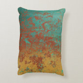 銅ターコイズブルーオレンジブラウンテクスチャ アクセントクッション (裏面(縦))