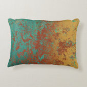 銅ターコイズブルーオレンジブラウンテクスチャ アクセントクッション (裏面)