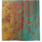 銅ターコイズブルーオレンジブラウンテクスチャ シャワーカーテン (正面)