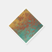 銅ターコイズブルーオレンジブラウンテクスチャ スタンダードカクテルナプキン (角)