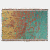 銅ターコイズブルーオレンジブラウンテクスチャ スローブランケット (正面)
