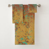 銅ターコイズブルーオレンジブラウンテクスチャ バスタオルセット (インサイチュ)