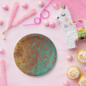 銅ターコイズブルーオレンジブラウンテクスチャ ペーパープレート (パーティー)