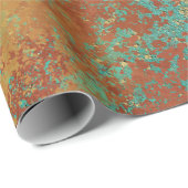 銅ターコイズブルーオレンジブラウンテクスチャ ラッピングペーパー (ロールコーナー)