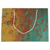 銅ターコイズブルーオレンジブラウンテクスチャ ラージペーパーバッグ (正面)