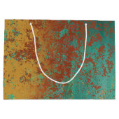 銅ターコイズブルーオレンジブラウンテクスチャ ラージペーパーバッグ (裏面)