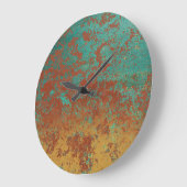 銅ターコイズブルーオレンジブラウンテクスチャ ラージ壁時計 (傾斜)