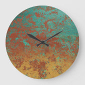 銅ターコイズブルーオレンジブラウンテクスチャ ラージ壁時計 (正面)