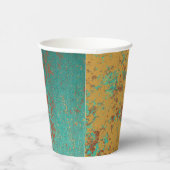 銅ターコイズブルーオレンジブラウンテクスチャ 紙コップ (右)