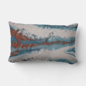 銅ターコイズ抽象芸術ブルーモダンコンテンポラリー ランバークッション (裏面)