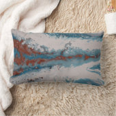 銅ターコイズ抽象芸術ブルーモダンコンテンポラリー ランバークッション (ブランケット)