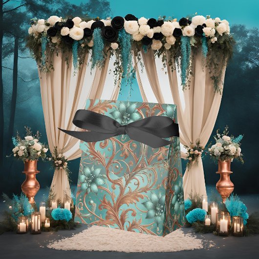 銅ターコイズ花とつる植物 フェイバーボックス