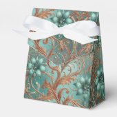 銅ターコイズ花とつる植物 フェイバーボックス (正面サイド)