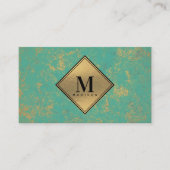 銅ターコイズ金ゴールドメタリックテクスチャモノグラム 名刺 (正面)