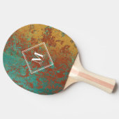 銅ターコイズ金属モノグラムテーブルテニス 卓球ラケット (横)