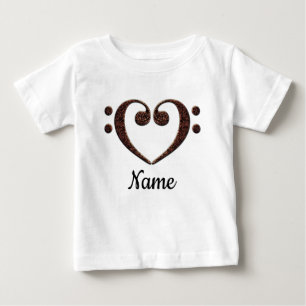 銅ダブルベースクレフ、 音符記号カスタマイズハート ベビーTシャツ