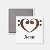 銅ダブルベースクレフ、 音符記号カスタマイズハート マグネット (正面/裏面)