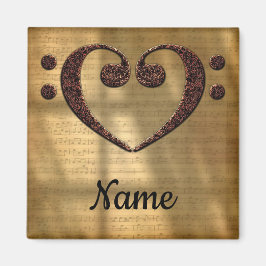 銅ダブルベースクレフ、 音符記号カスタマイズハート マグネット