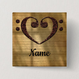 銅ダブルベースクレフ、 音符記号カスタマイズハート 缶バッジ