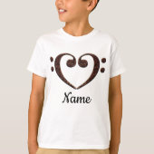 銅ダブルベースクレフ、 音符記号カスタマイズハート Tシャツ (正面)