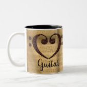 銅ダブルベースクレフ、 音符記号ハートギター ツートーンマグカップ (左)