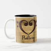 銅ダブルベースクレフ、 音符記号ハートサラダ ツートーンマグカップ (左)