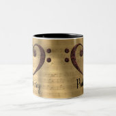 銅ダブルベースクレフ、 音符記号ハートサラダ ツートーンマグカップ (中央)