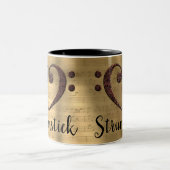 銅ダブルベースクレフ、 音符記号ハートストルムスティック ツートーンマグカップ (中央)