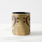 銅ダブルベースクレフ、 音符記号ハートハープ ツートーンマグカップ (中央)