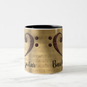 銅ダブルベースクレフ、 音符記号ハートバスギター ツートーンマグカップ (中央)