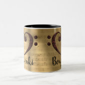 銅ダブルベースクレフ、 音符記号ハートブーズーキ ツートーンマグカップ (中央)