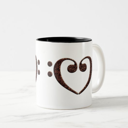 銅ダブルベースクレフ、 音符記号ハートミュージック恋人 ツートーンマグカップ (正面右)
